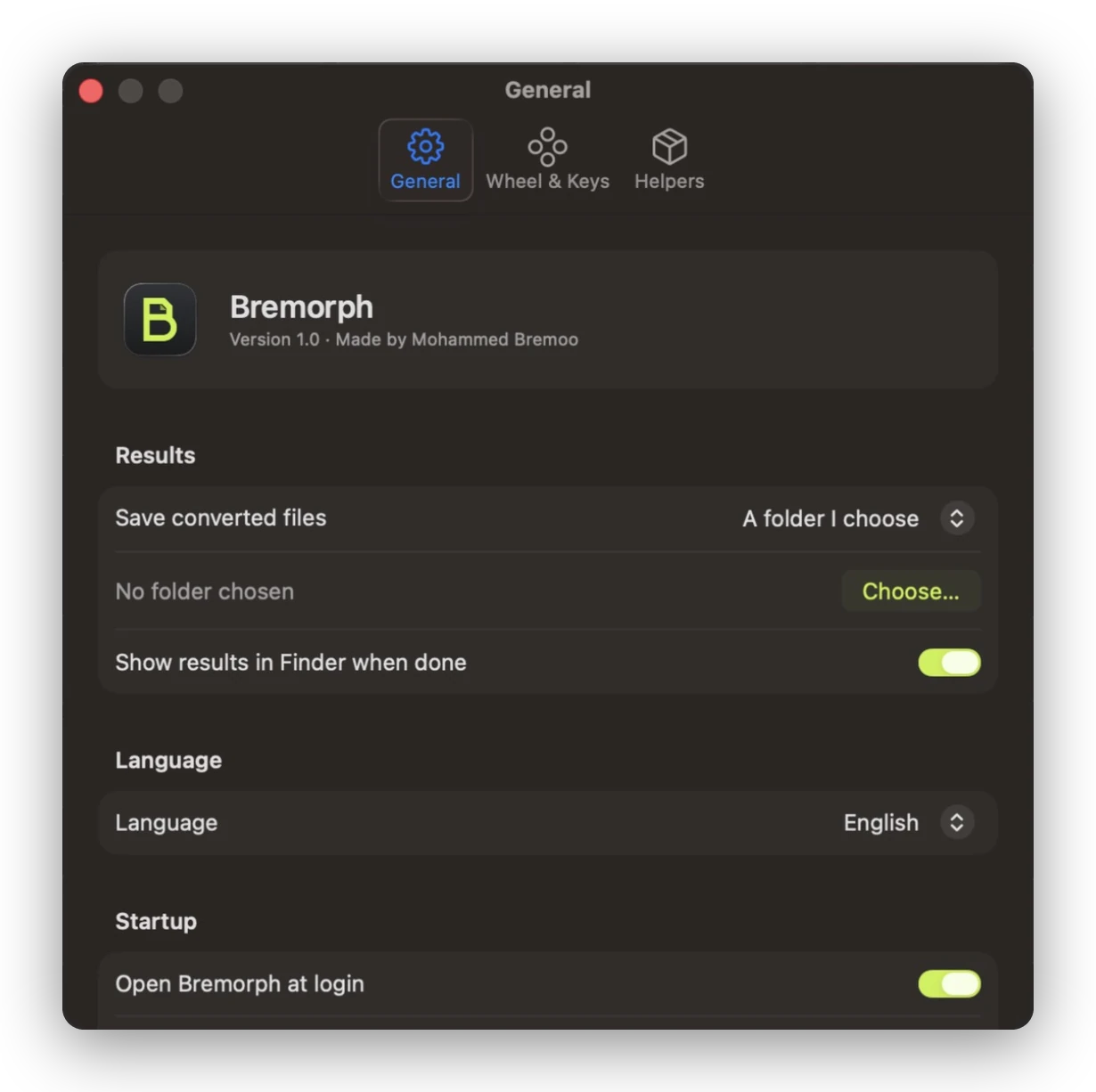 Bremorph settings